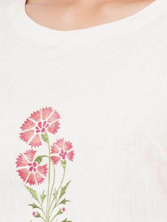 white cotton fit & flare ethnic dress - 18113058 -  Standard Image - 3