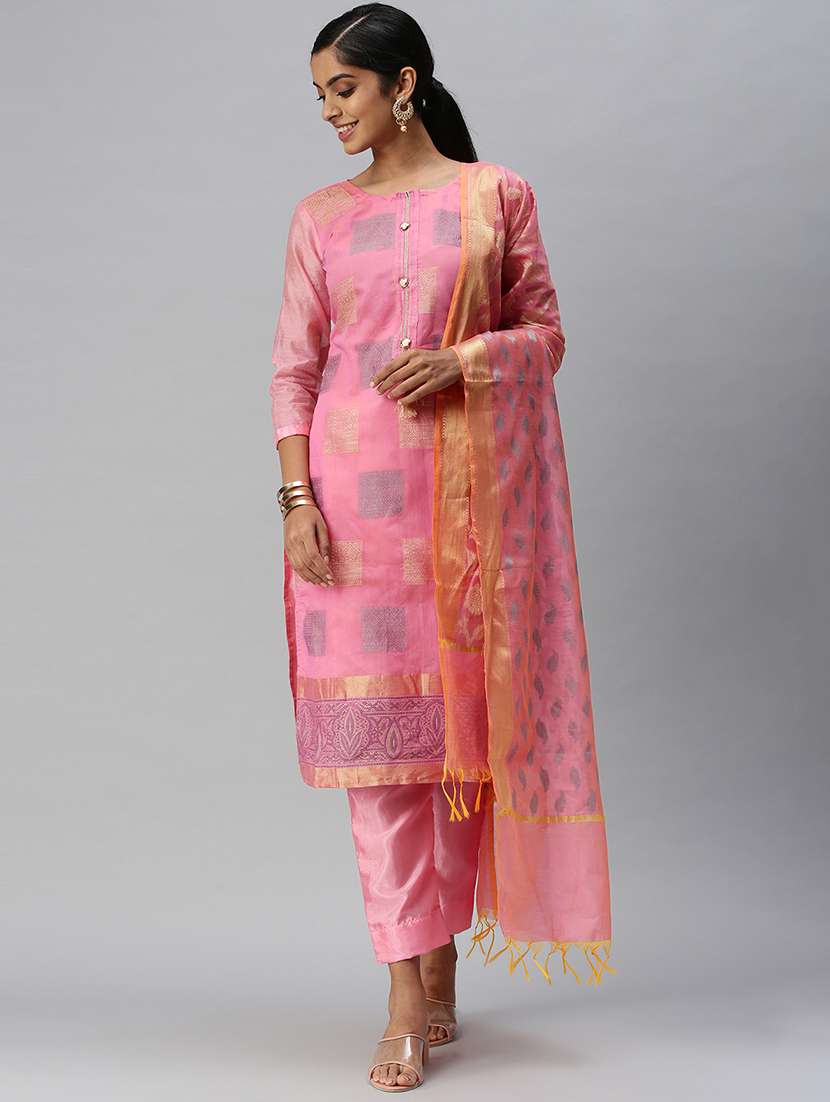 embroidered unstitched suit set - 18113081 -  Zoom Image - 0