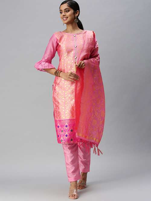embroidered unstitched suit set - 18113084 - Standard Image - 0