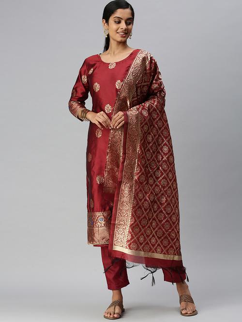 embroidered unstitched suit set - 18113086 - Standard Image - 0