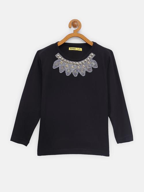 black cotton regular tee - 18117500 - Standard Image - 0