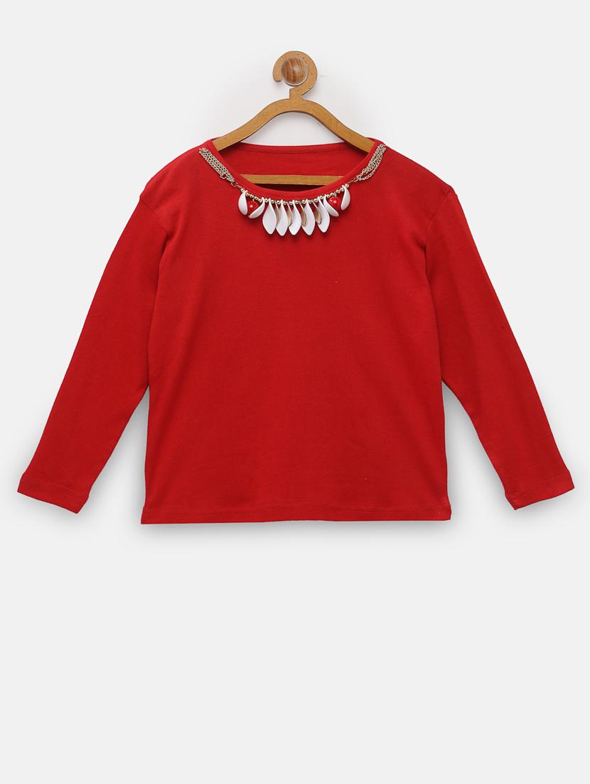 red cotton regular tee - 18117513 -  Zoom Image - 0