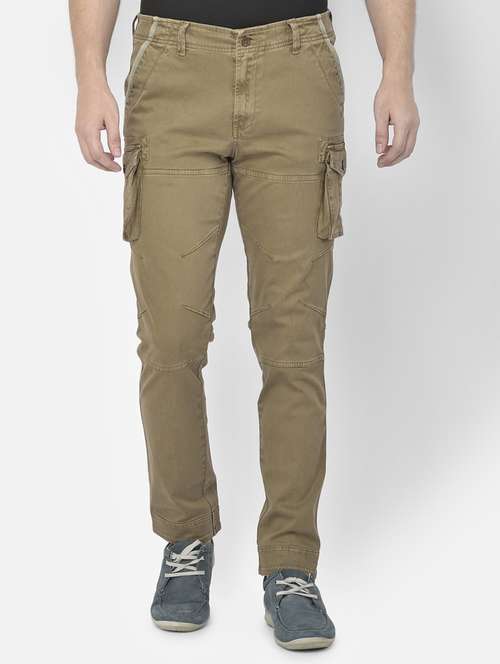 green solid cargo casual trouser - 18117618 -  Standard Image - 0