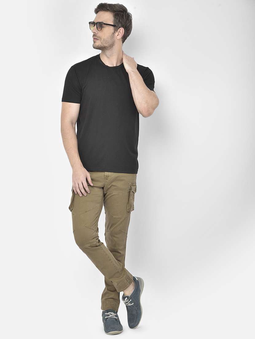 green solid cargo casual trouser - 18117618 - Standard Image - 3