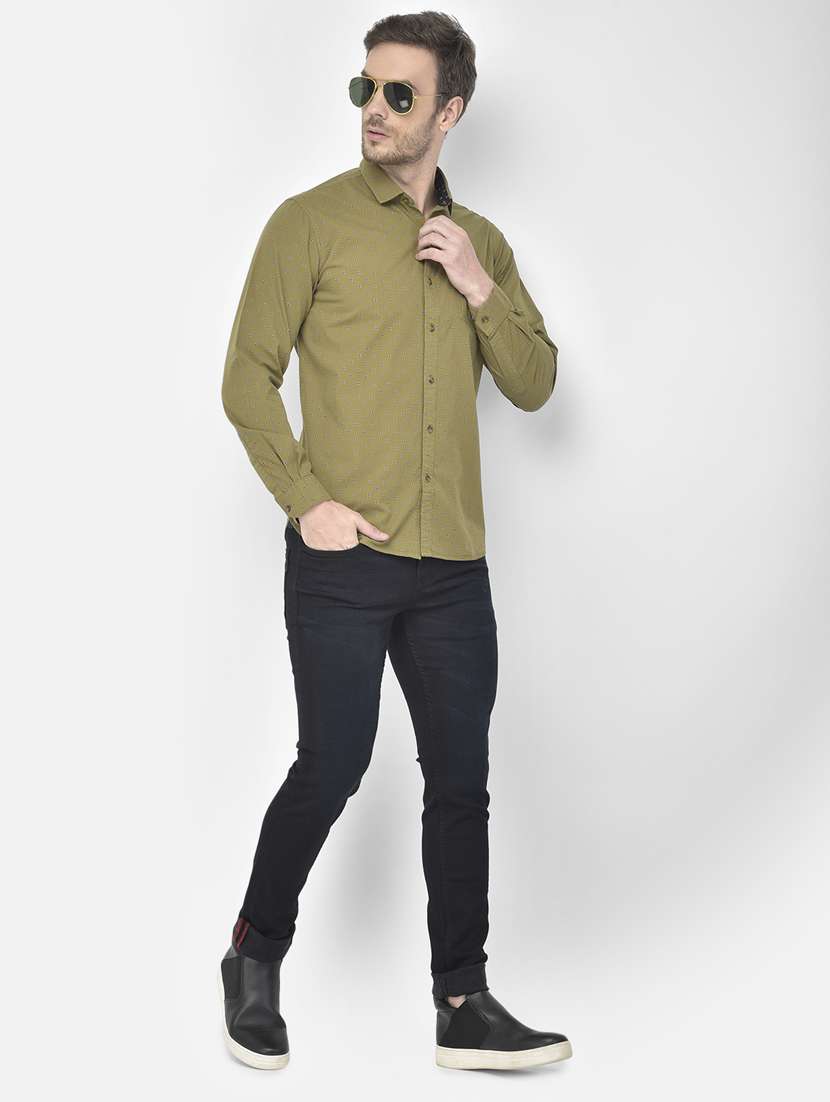 green printed casual shirt - 18117628 - Standard Image - 3