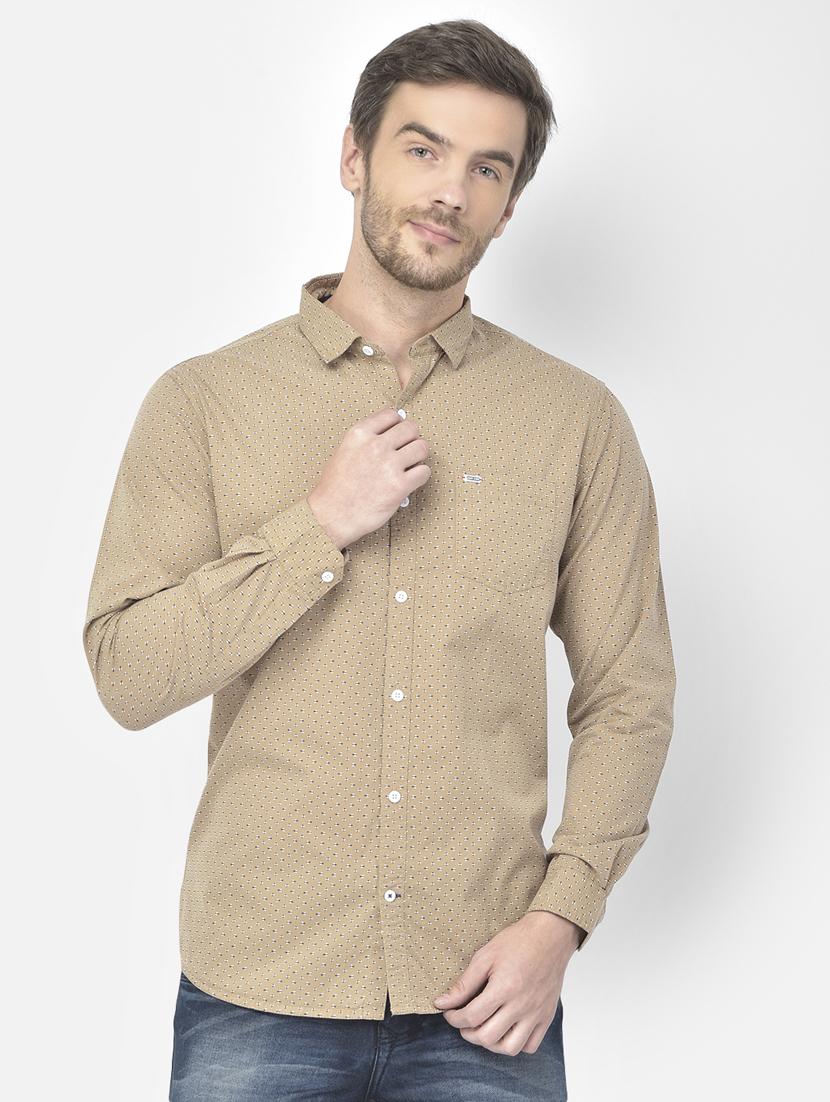 beige printed casual shirt - 18117630 -  Zoom Image - 0