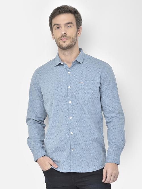 light blue printed casual shirt - 18117632 -  Standard Image - 0
