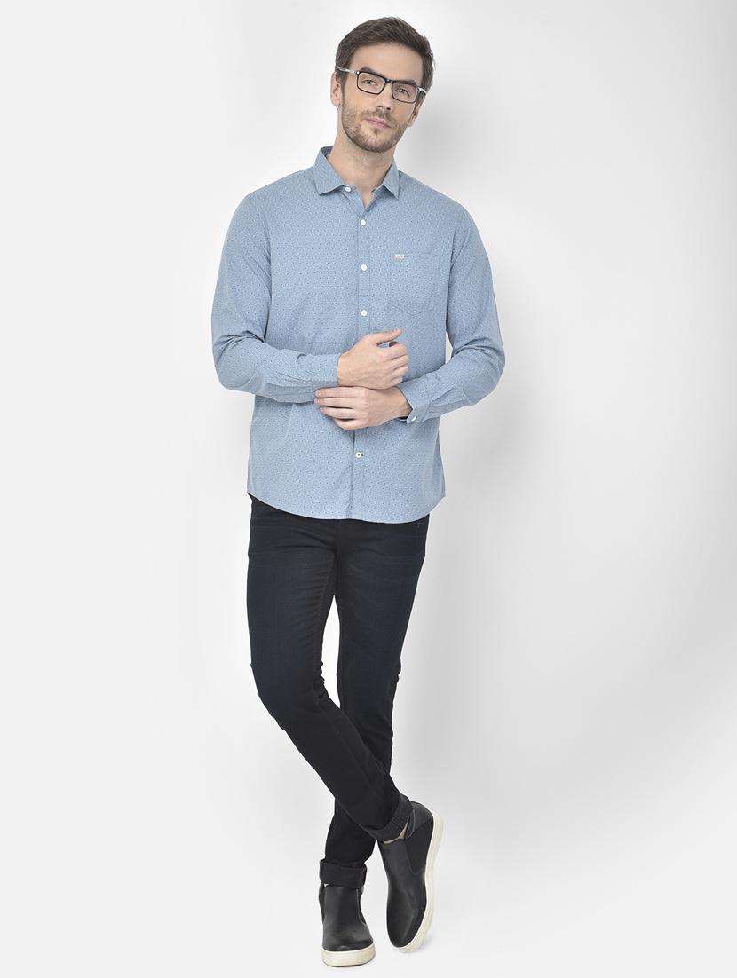 light blue printed casual shirt - 18117632 - Standard Image - 3