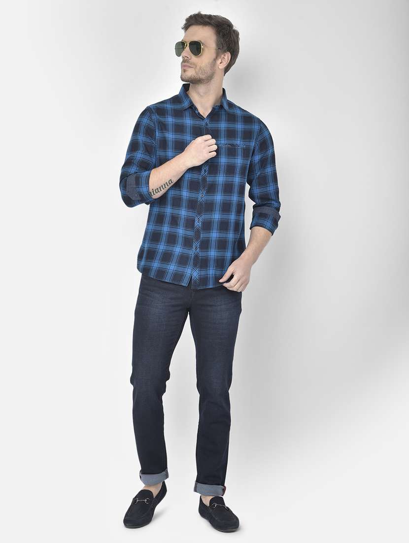 blue checked casual shirt - 18117635 - Standard Image - 3