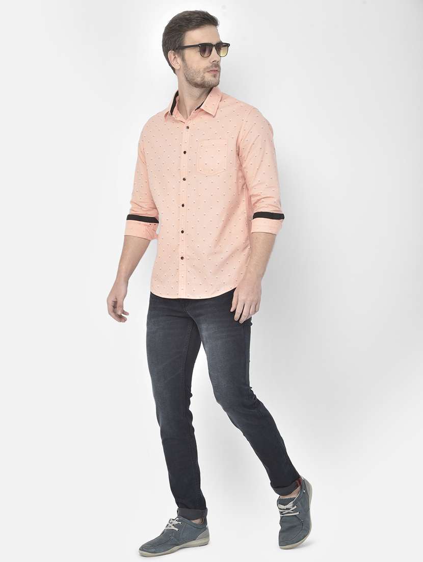 mens micro print casual shirt - 18117638 - Standard Image - 3