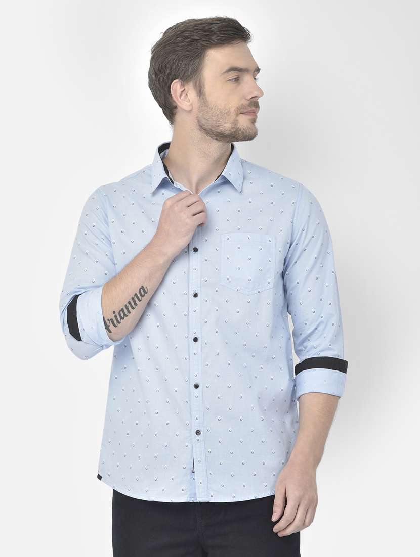 light blue printed casual shirt - 18117639 - Zoom Image - 0