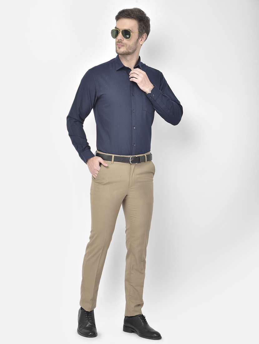 navy blue solid formal shirt - 18117647 -  Standard Image - 3