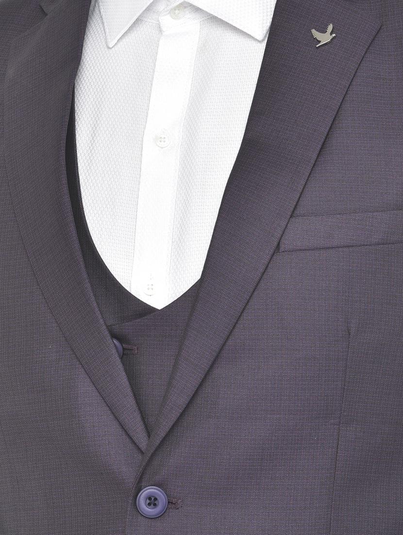 purple polyester blend single breasted suit - 18117661 - Standard Image - 3