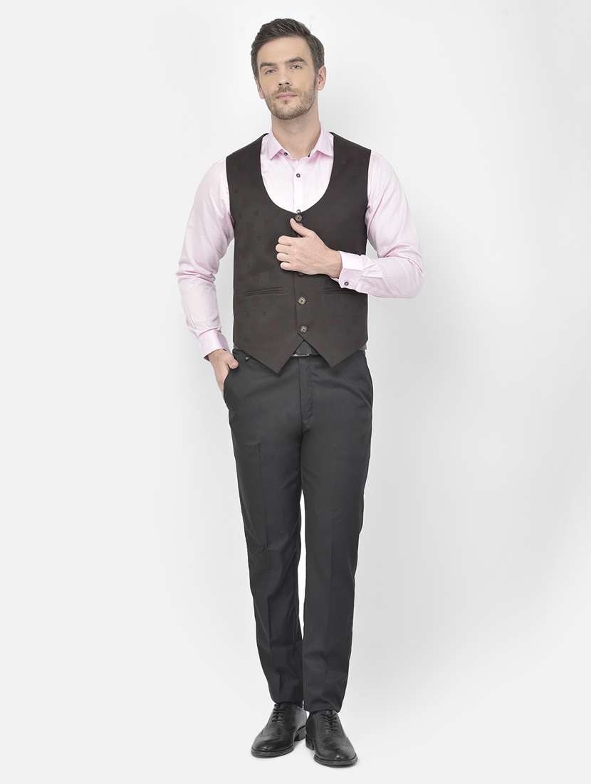 brown polyester blend waist coat - 18117672 -  Standard Image - 3