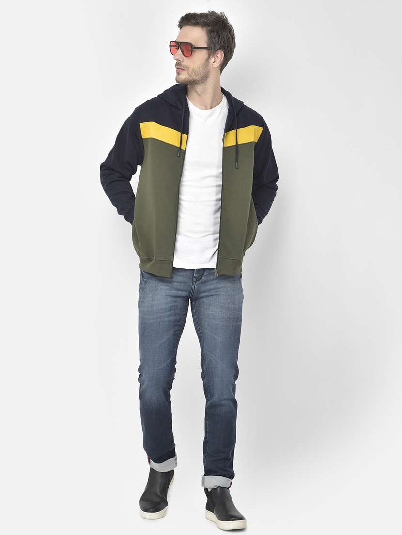 green color-blocked casual jacket - 18117704 -  Standard Image - 3