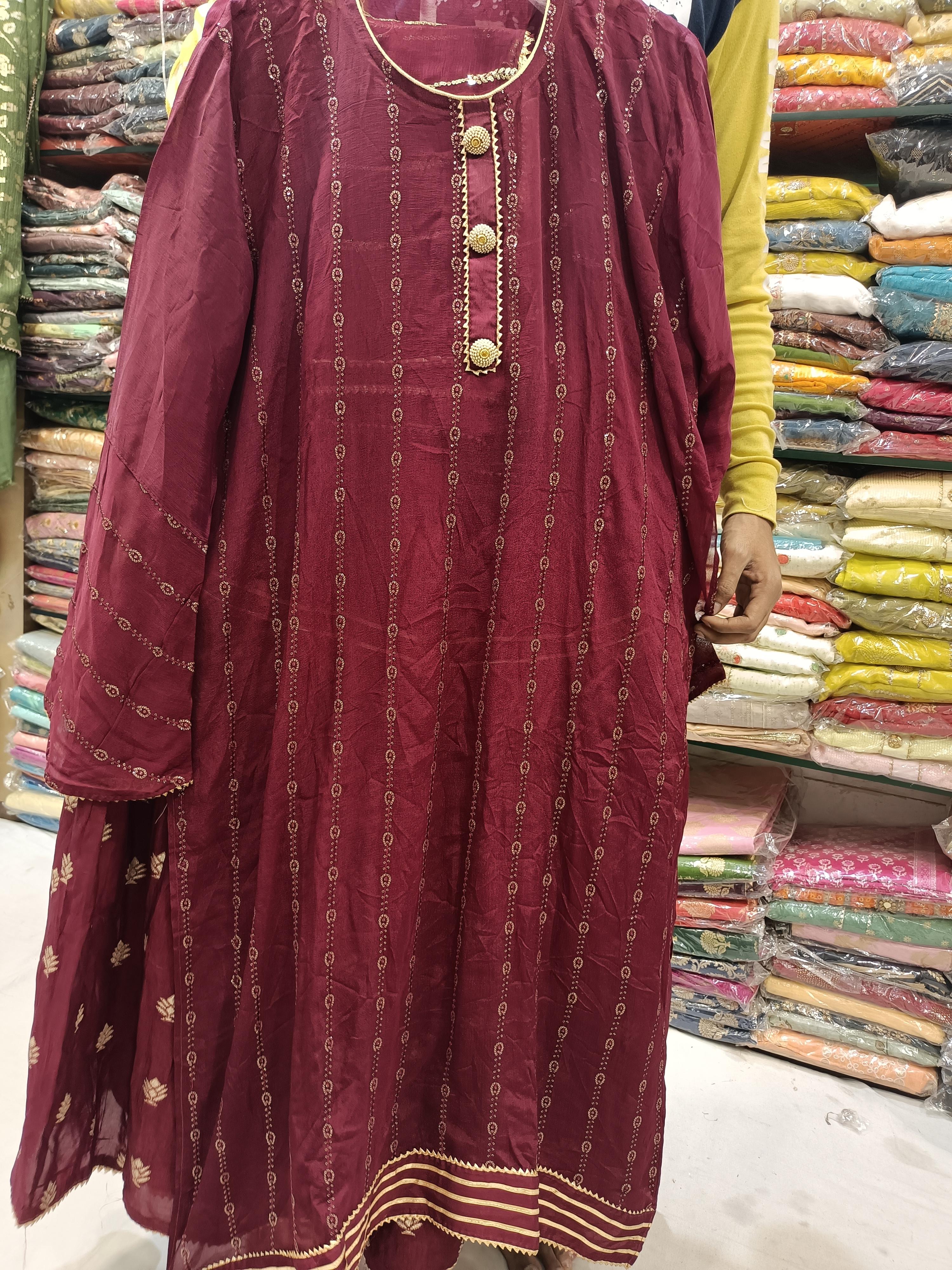 chinon shirt and chinon sharara with  - 18119157 -  Zoom Image - 0