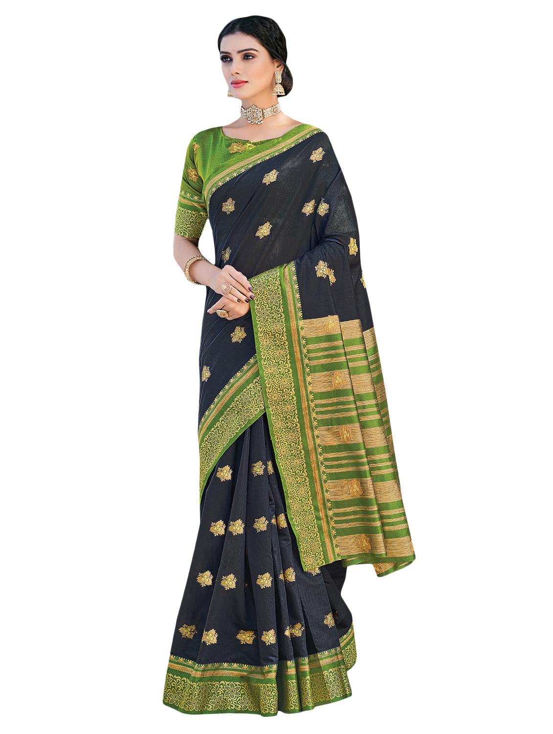 zari work woven saree with blouse - 18119661 - Zoom Image - 0