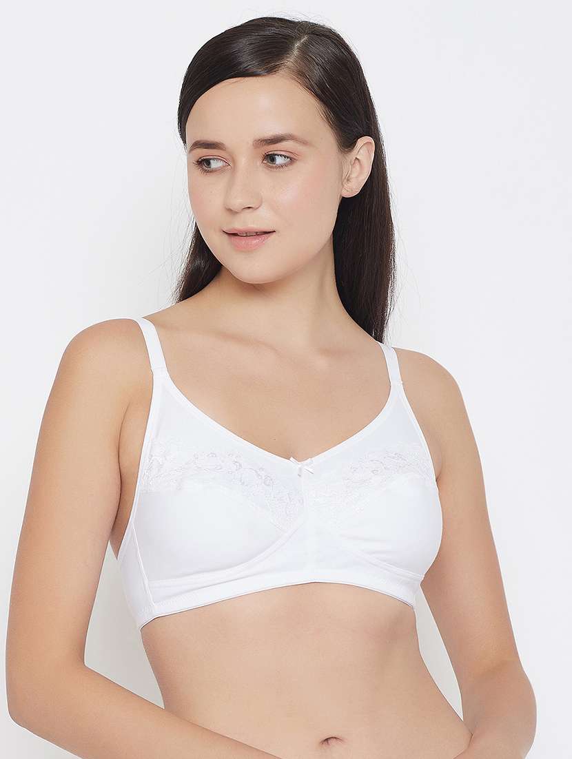 white solid regular bra