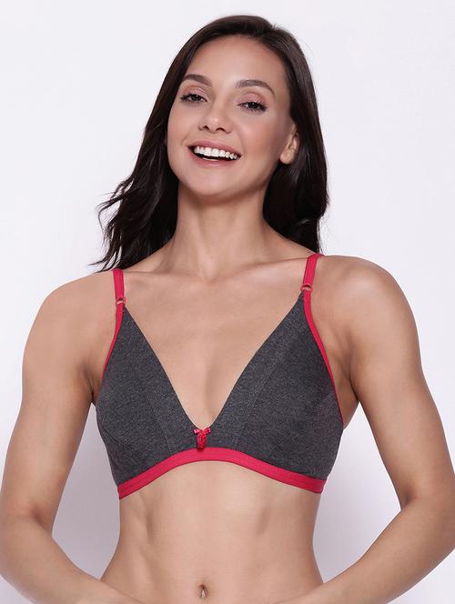 grey solid plunge bra - 18119706 - Standard Image - 0