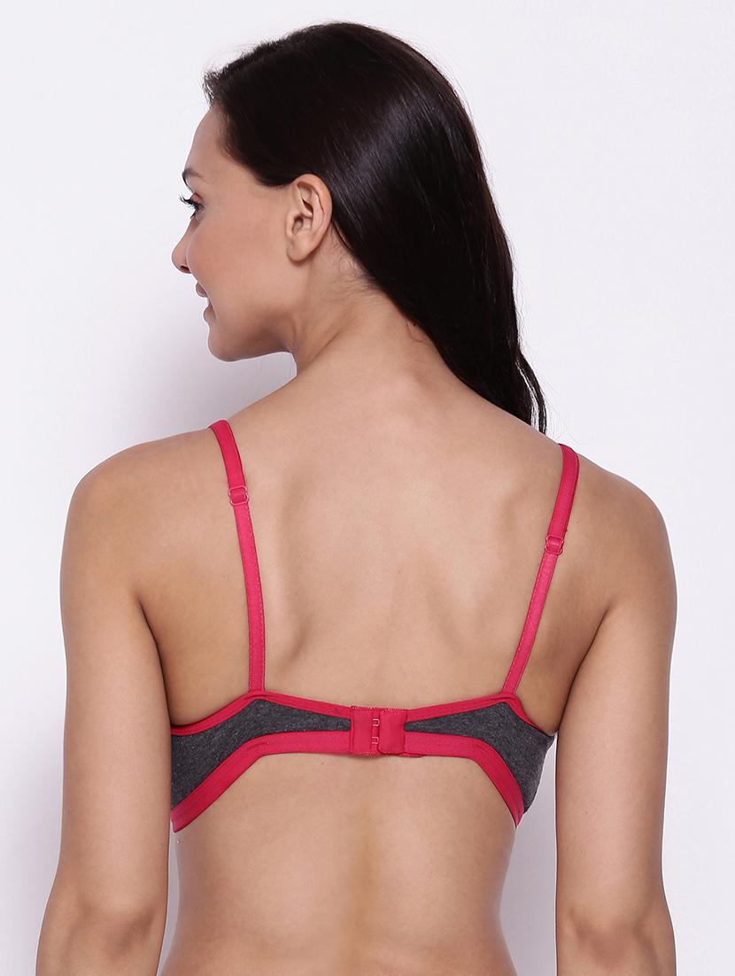 grey solid plunge bra - 18119706 - Standard Image - 3