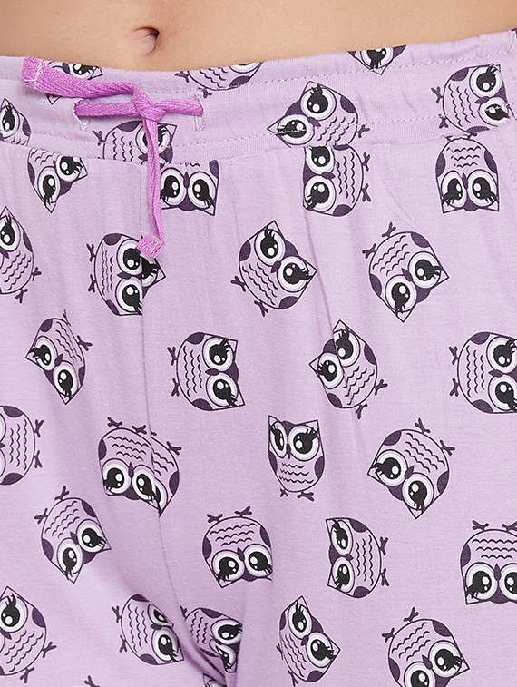 purple printed pyjama set  - 18119981 -  Standard Image - 3