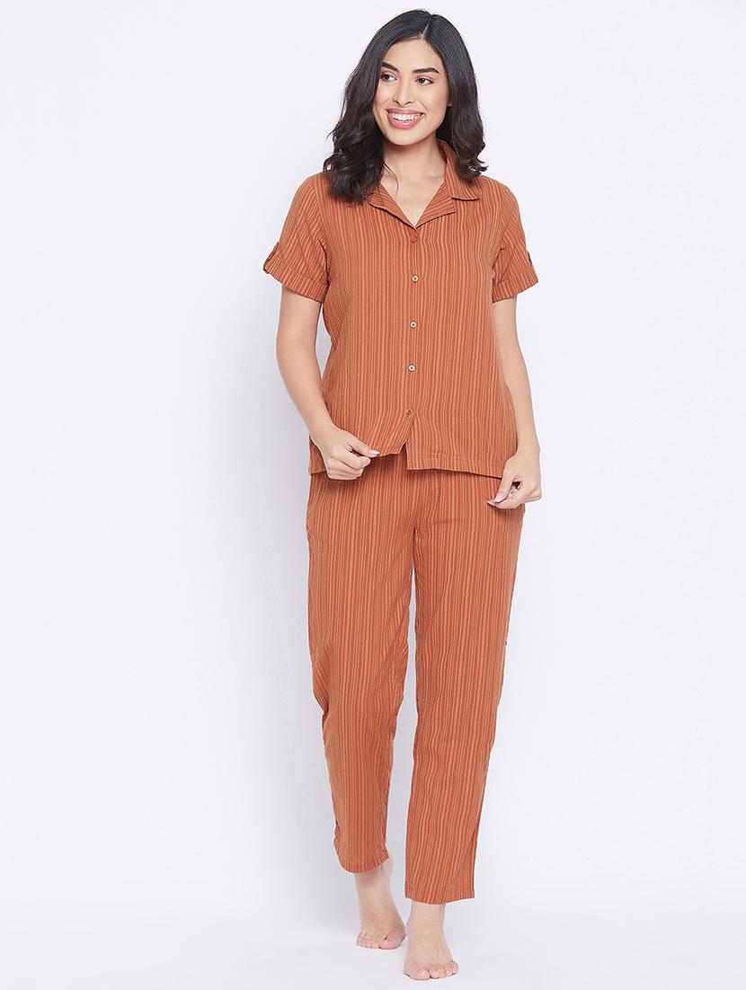 brown stripe pyjama set 