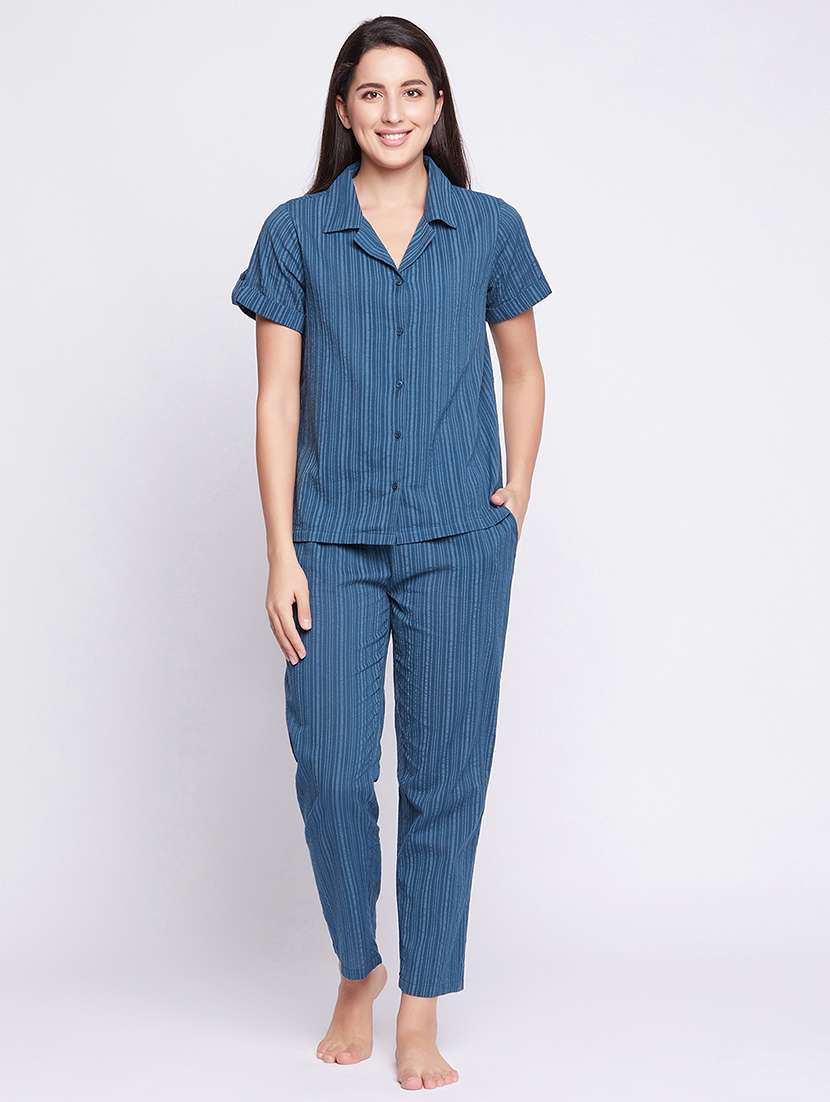blue stripe pyjama set 
