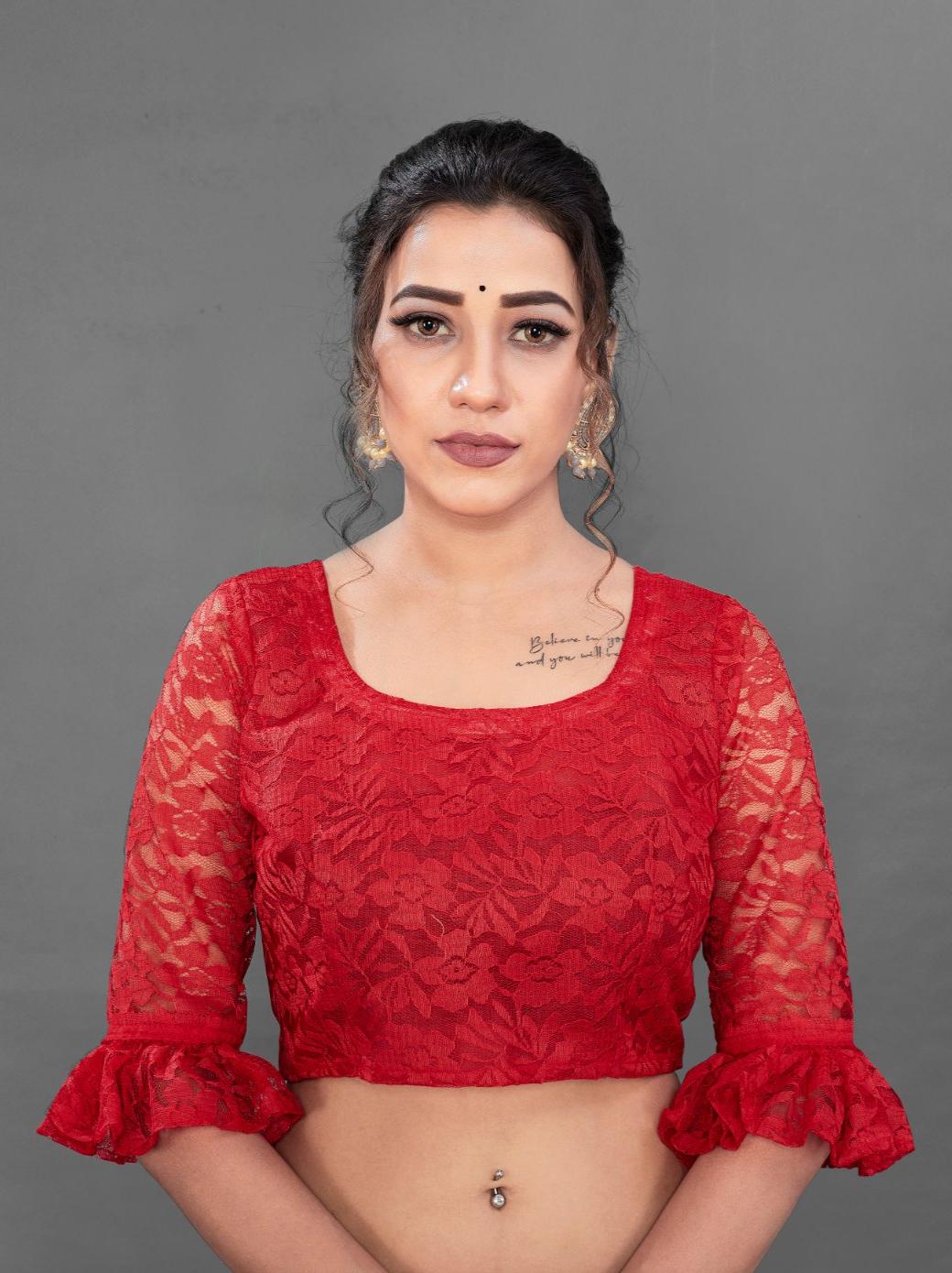 red net saree - 18128333 - Standard Image - 3