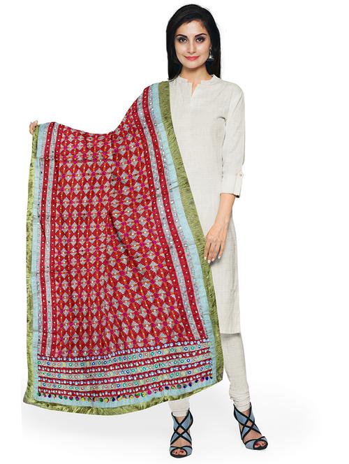 red poly chiffon dupatta - 18138154 -  Standard Image - 0