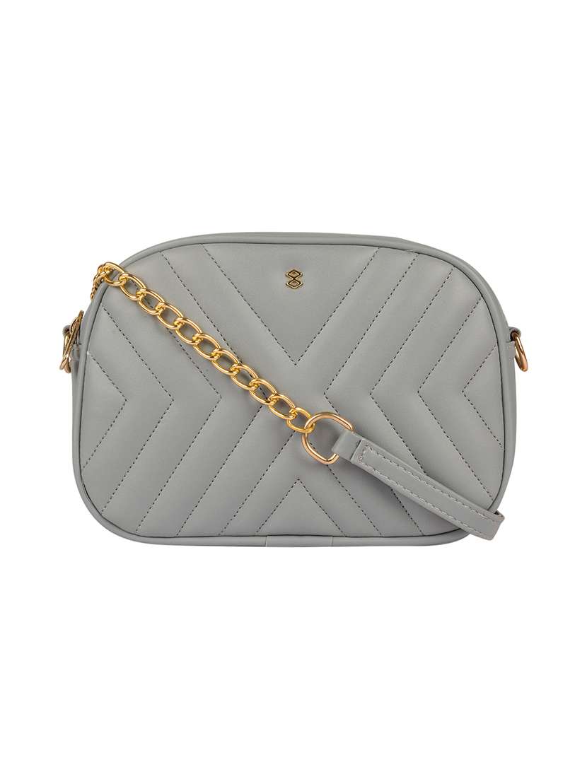 grey leatherette (pu) sling bag