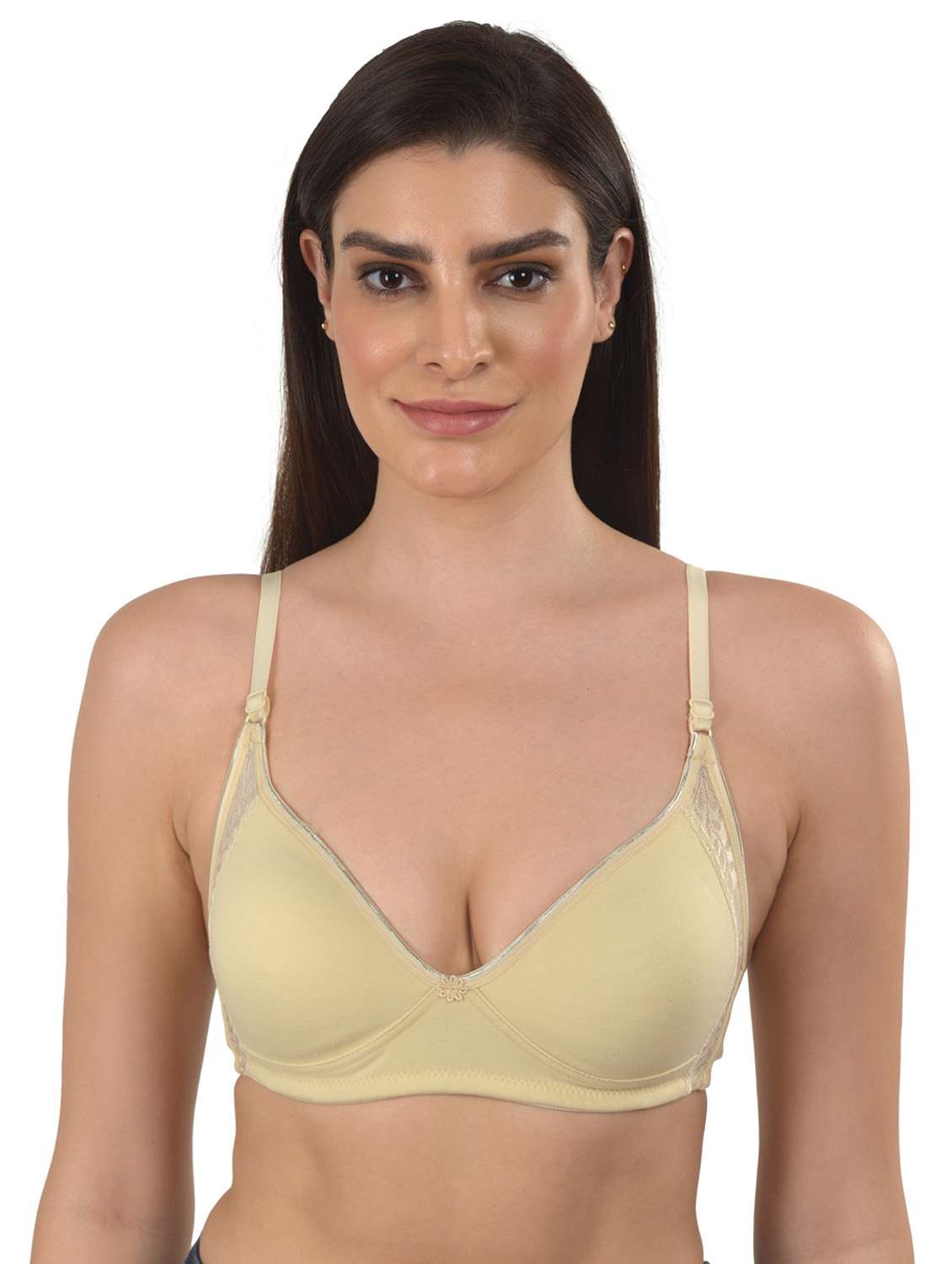 beige solid t-shirt bra
