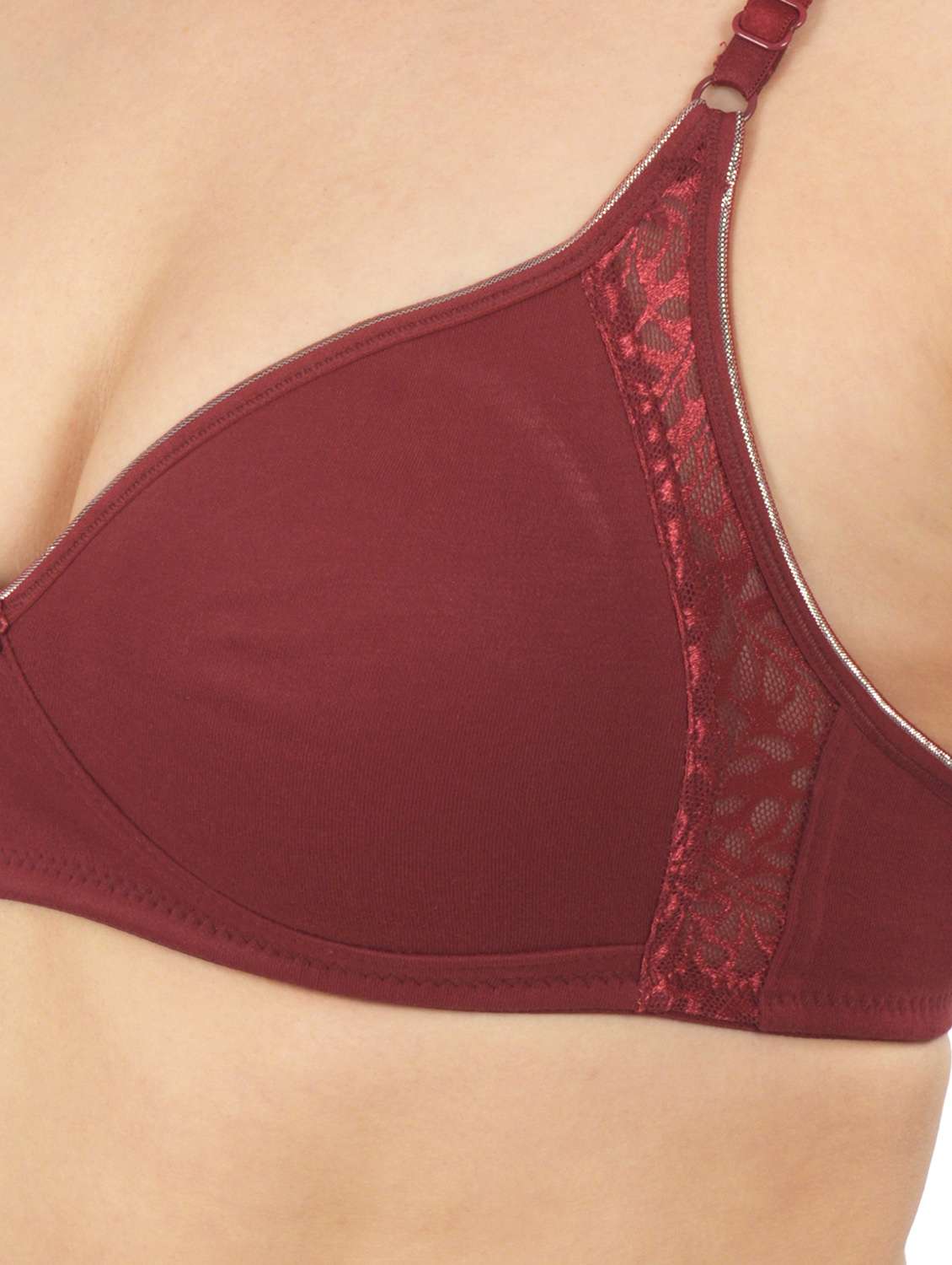 maroon cotton blend tshirt bra - 18138593 -  Standard Image - 3