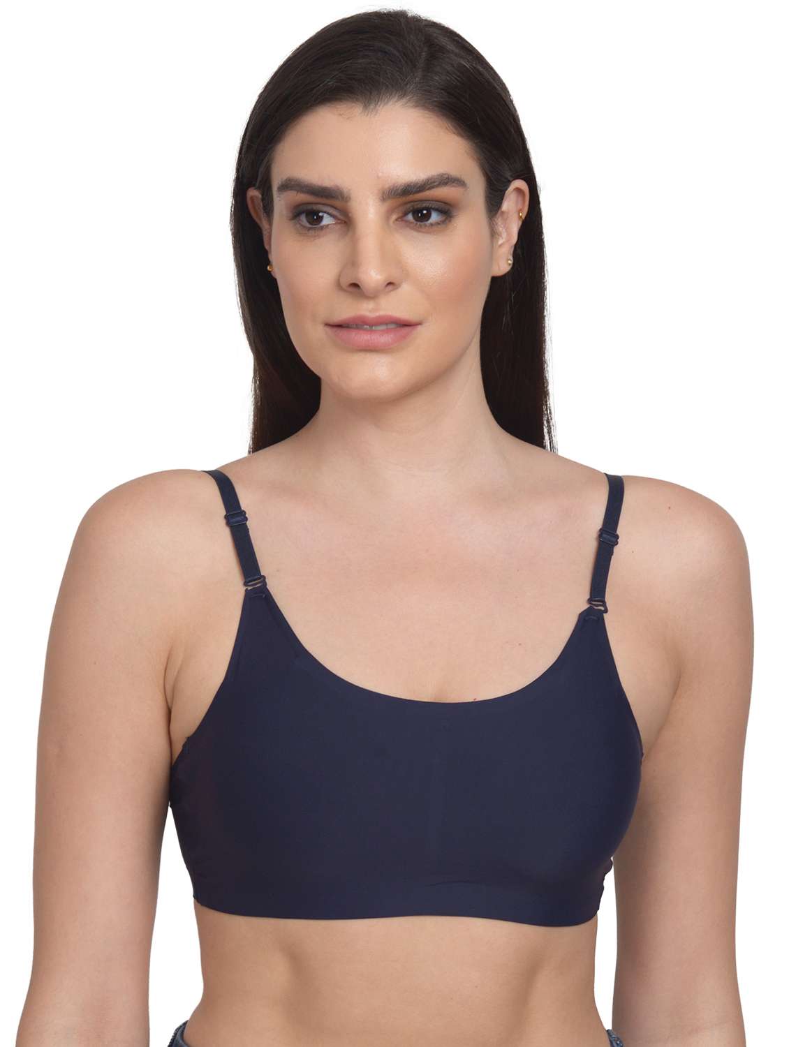 navy blue cotton blend tshirt bra - 18138598 - Zoom Image - 0