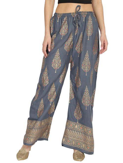 grey printed palazzo - 18139758 - Standard Image - 0