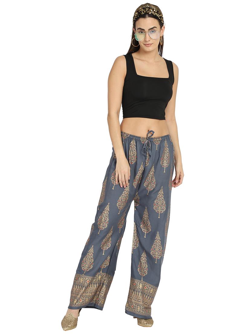 grey printed palazzo - 18139758 - Standard Image - 3