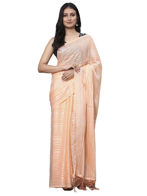 beige draped saree with blouse - 18139792 - Standard Image - 0