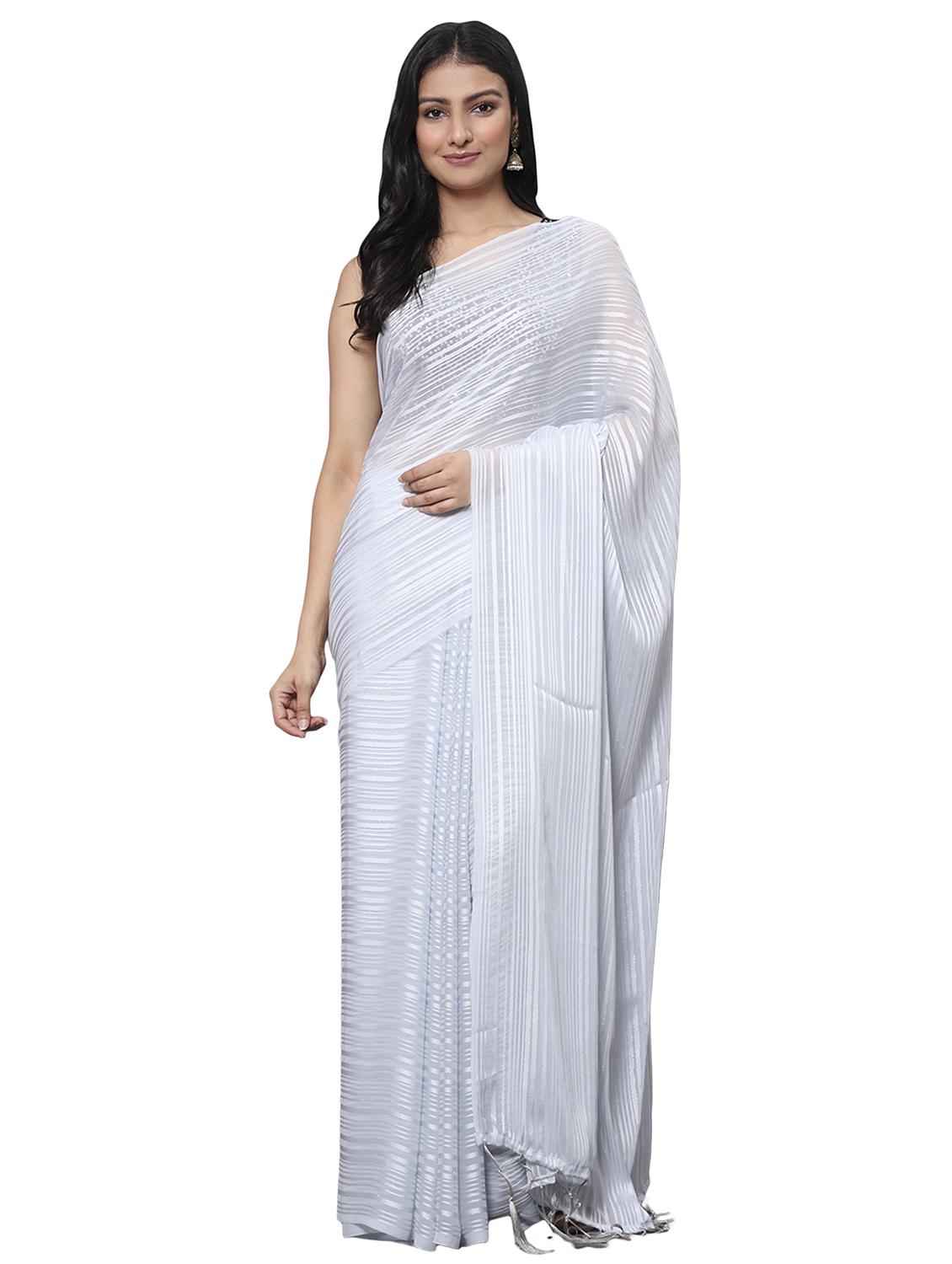 grey chiffon draped  saree - 18139795 -  Zoom Image - 0