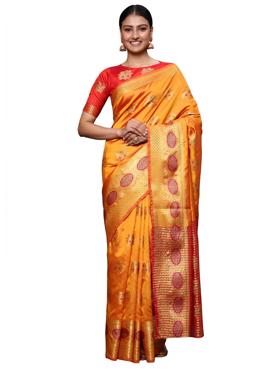 zari work woven saree with blouse - 18139823 - Zoom Image - 0