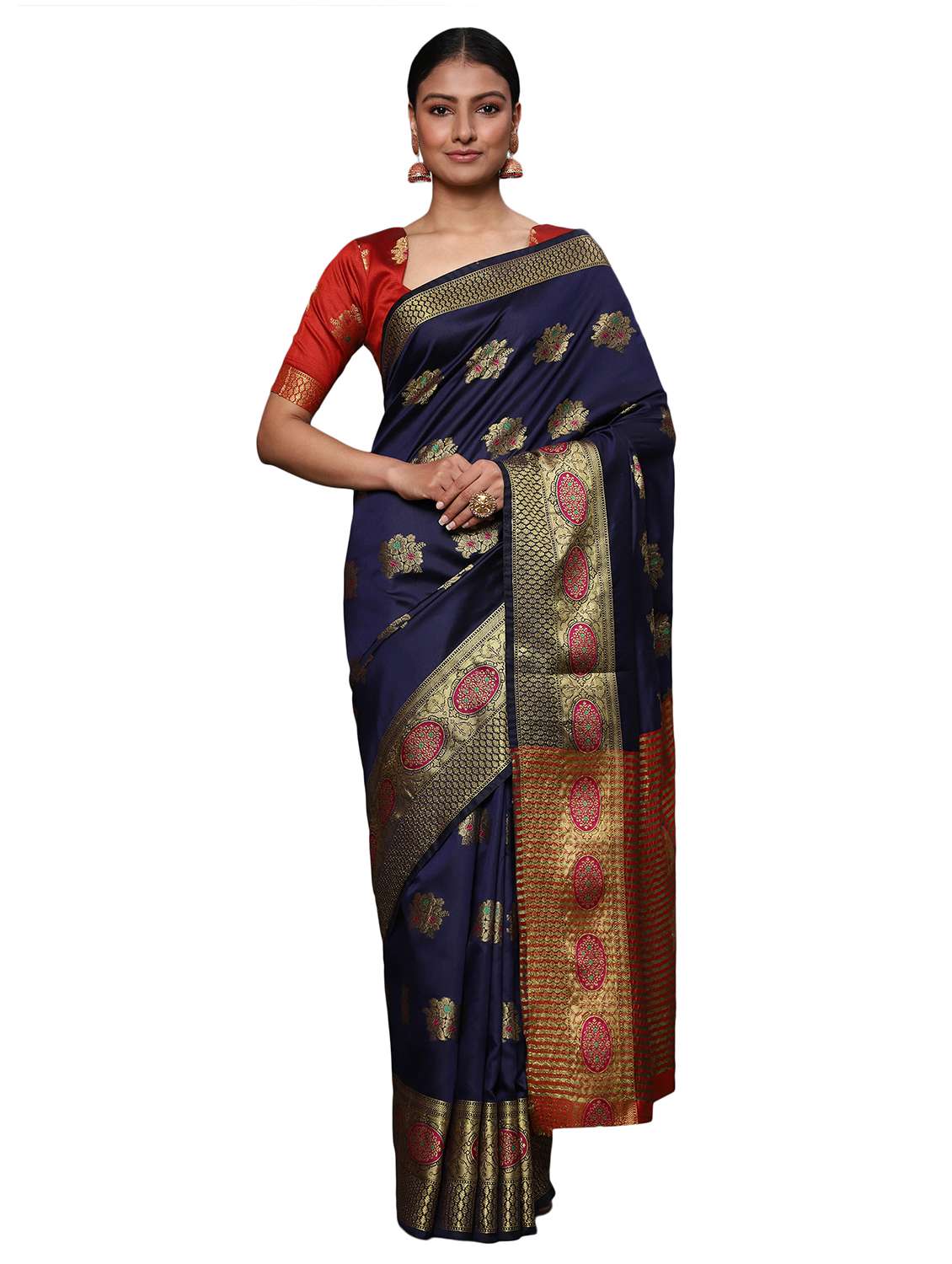 zari work woven saree with blouse - 18139825 -  Zoom Image - 0