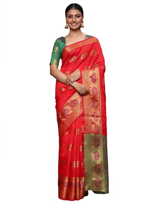 zari work woven saree with blouse - 18139827 - Standard Image - 0