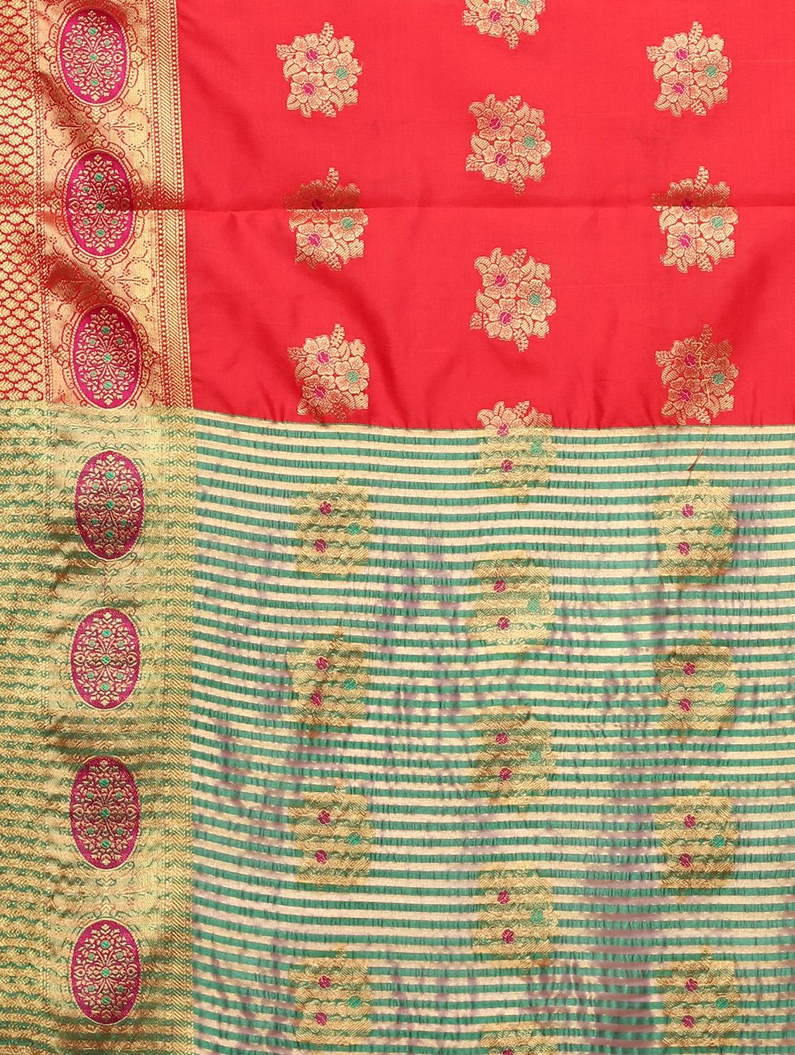zari work woven saree with blouse - 18139827 - Standard Image - 3