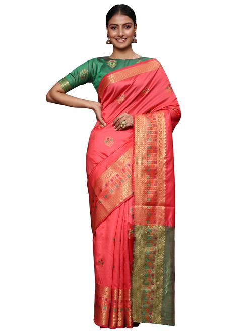 zari work woven saree with blouse - 18139828 - Standard Image - 0
