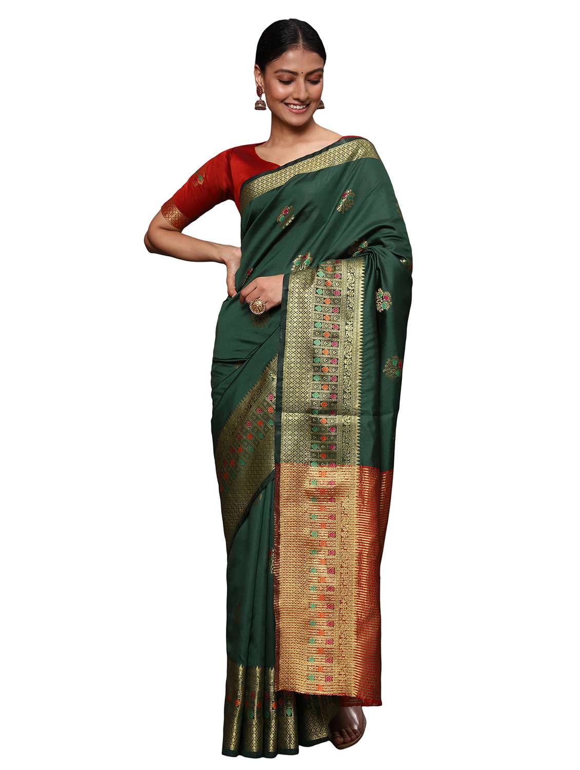 zari work woven saree with blouse - 18139830 - Zoom Image - 0