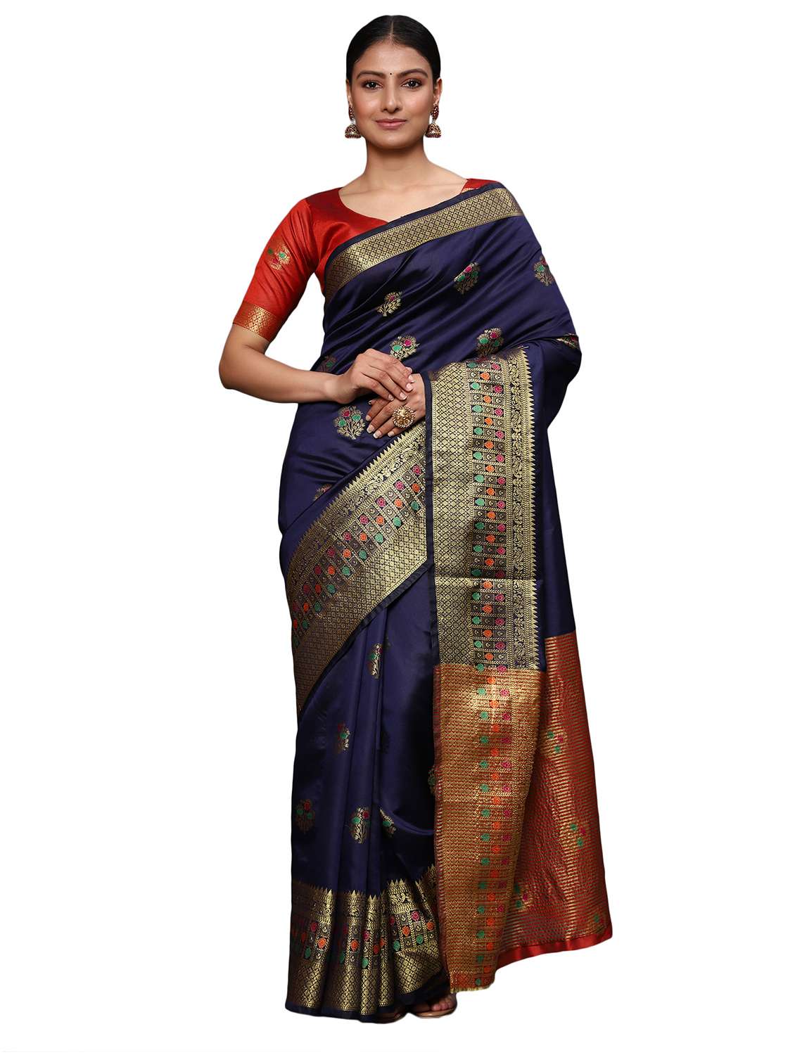 zari work woven saree with blouse - 18139831 -  Zoom Image - 0