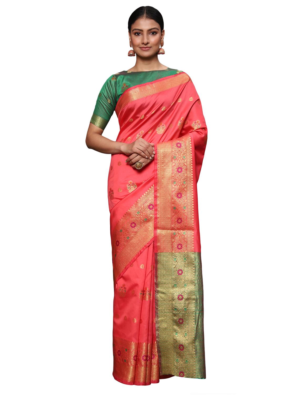zari work woven saree with blouse - 18139834 - Zoom Image - 0