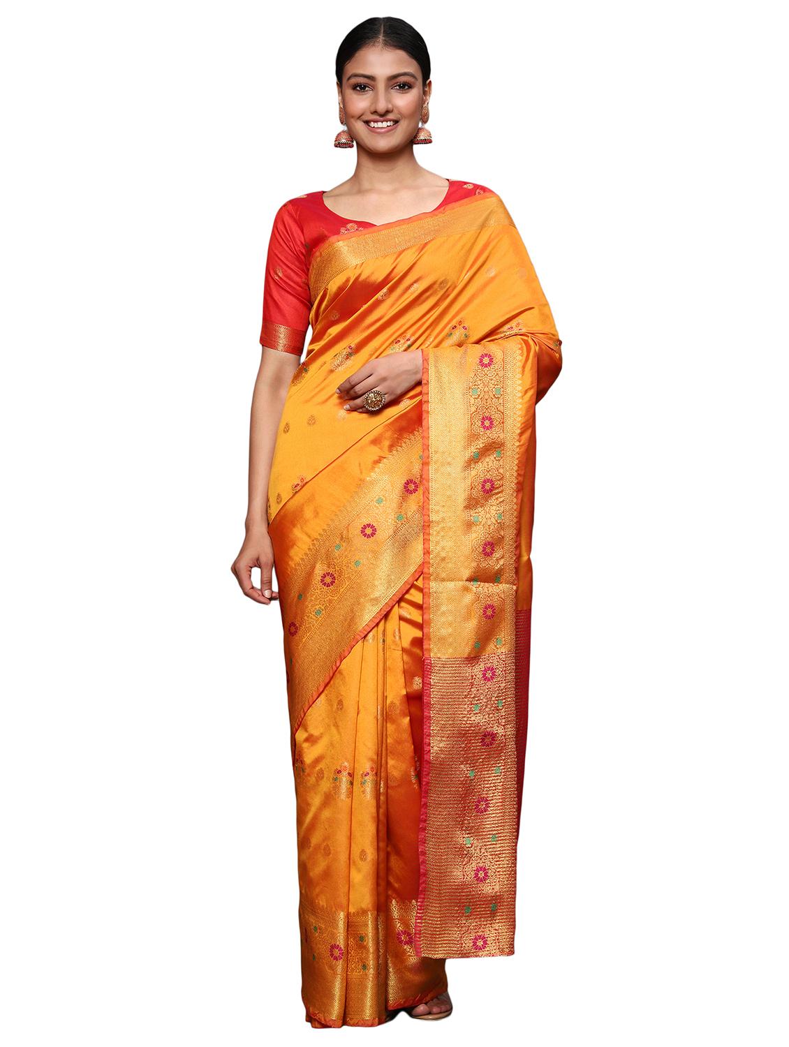 zari work woven saree with blouse - 18139835 - Zoom Image - 0