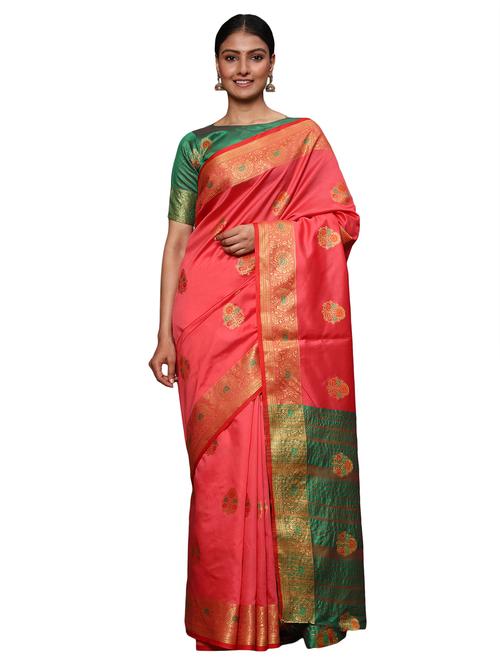 zari work woven saree with blouse - 18139840 - Standard Image - 0