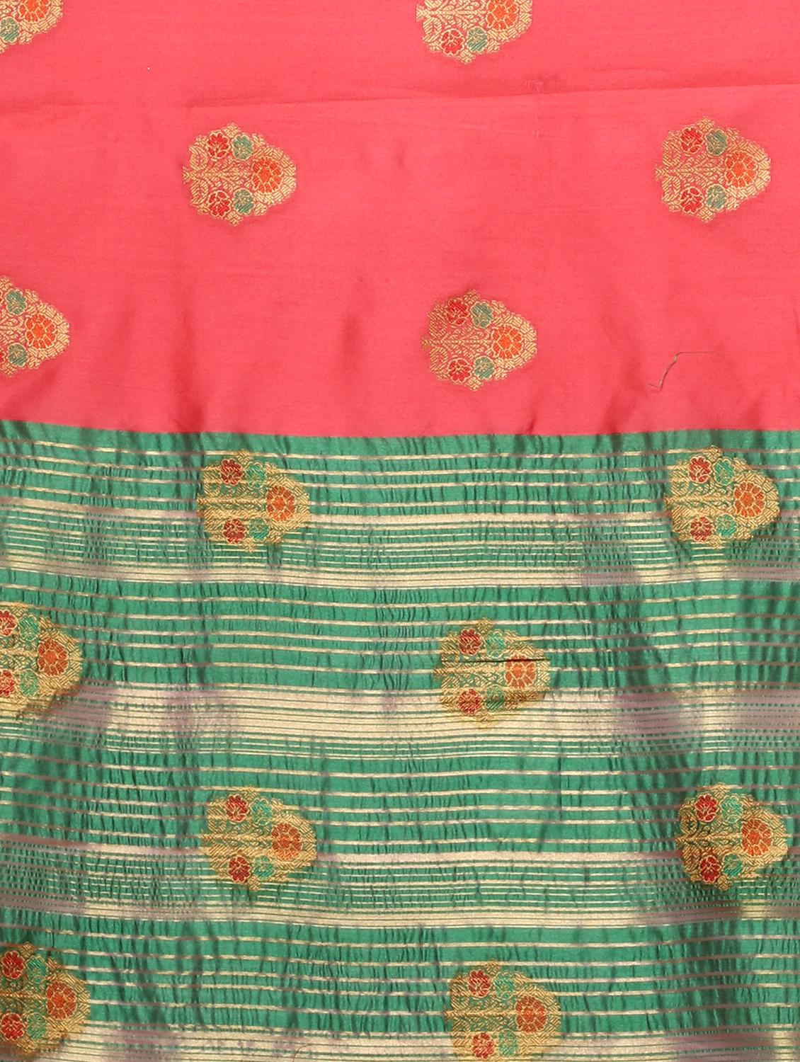 zari work woven saree with blouse - 18139840 - Standard Image - 3