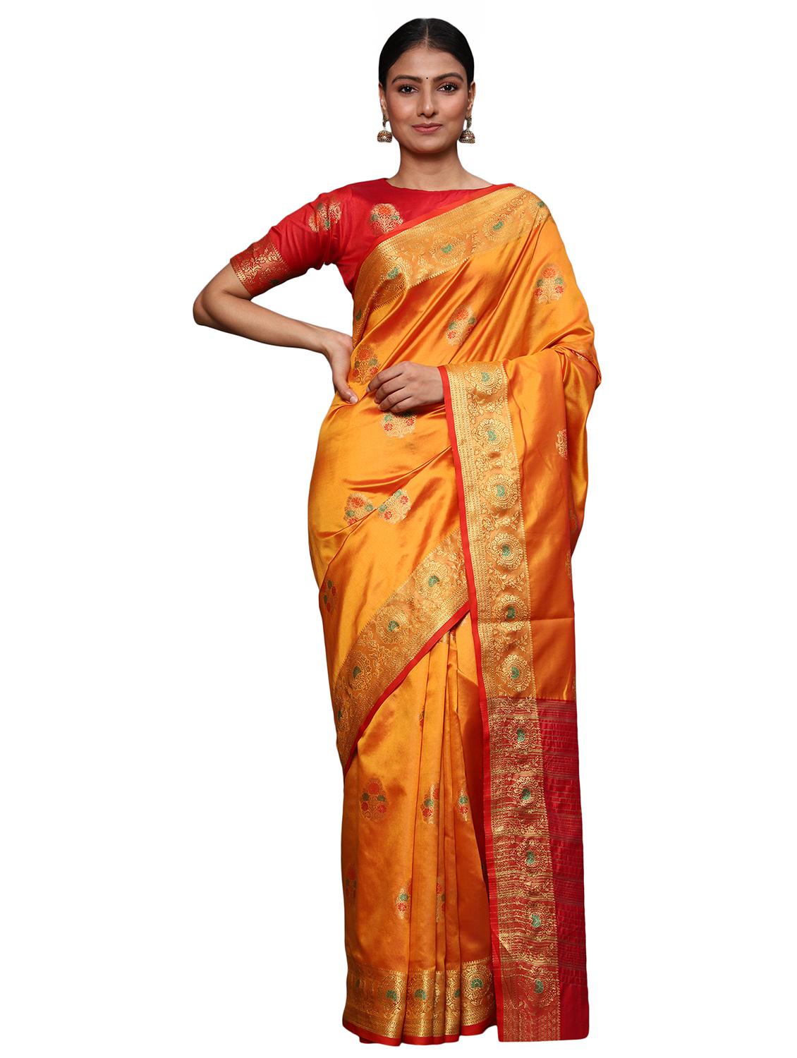 zari work woven saree with blouse - 18139841 - Zoom Image - 0