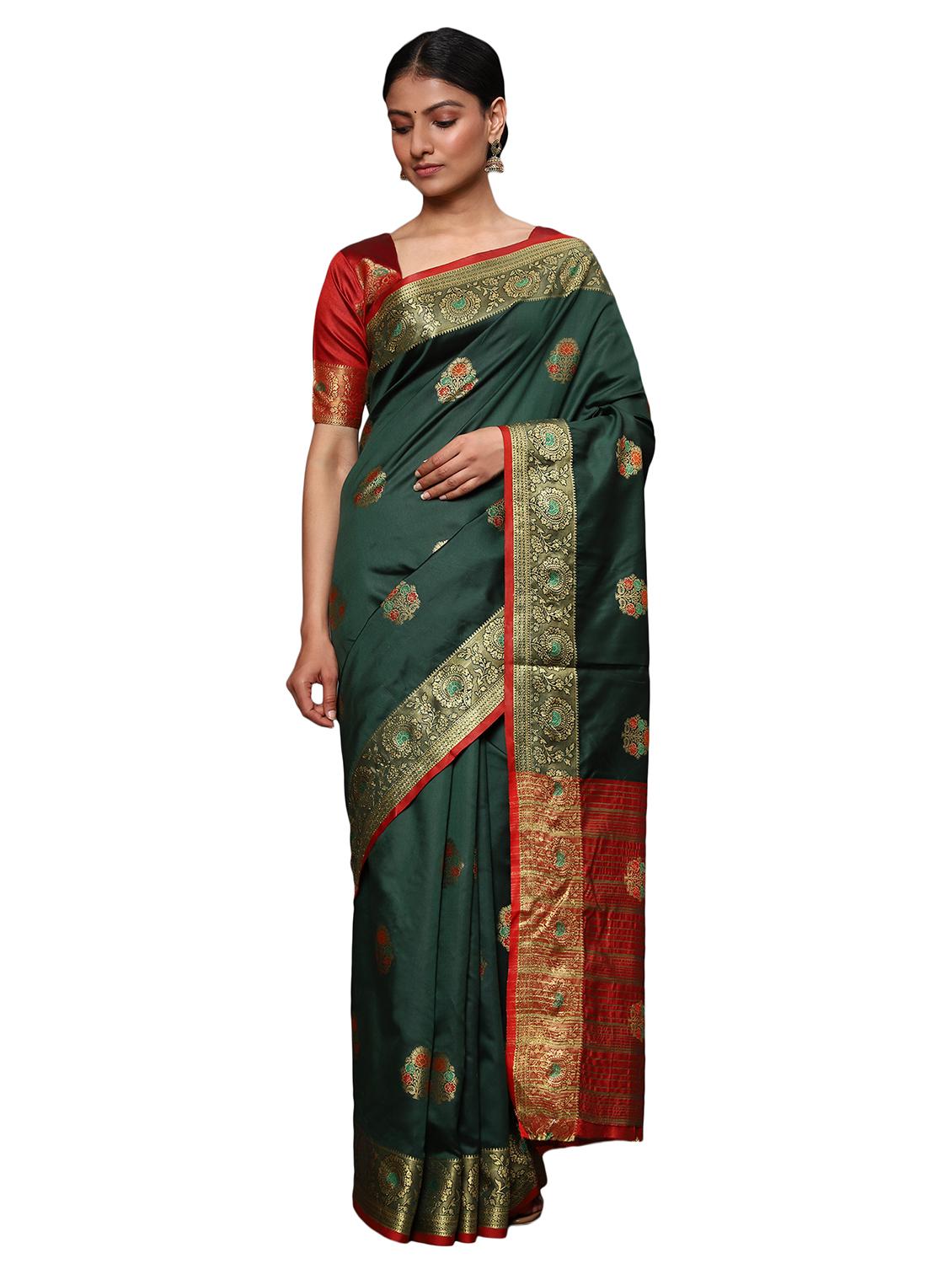zari work woven saree with blouse - 18139842 - Zoom Image - 0